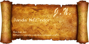 Janda Nándor névjegykártya